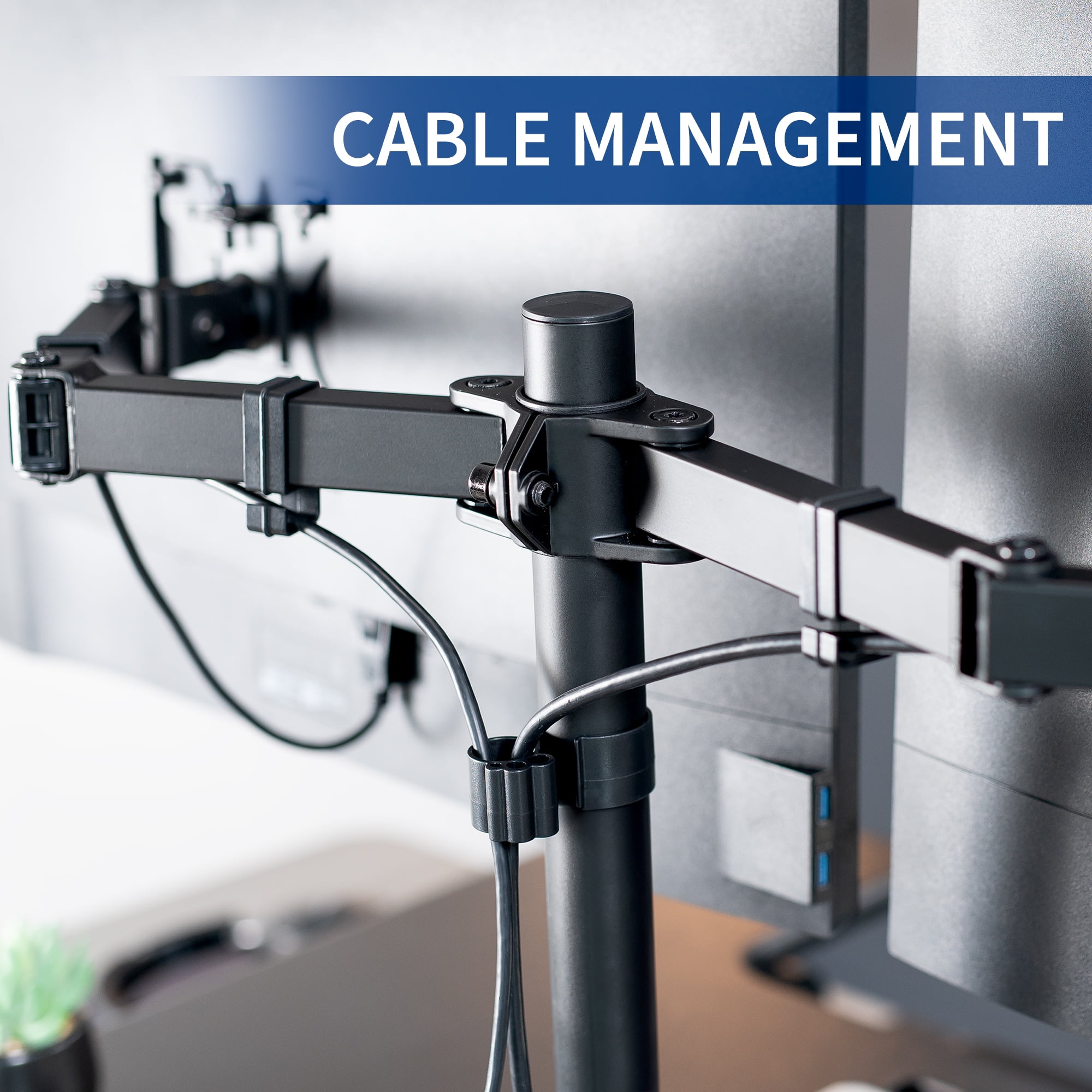 VIVO Black 36" Standing Desk Riser with Dual Monitor Stand for up to 30" Screens