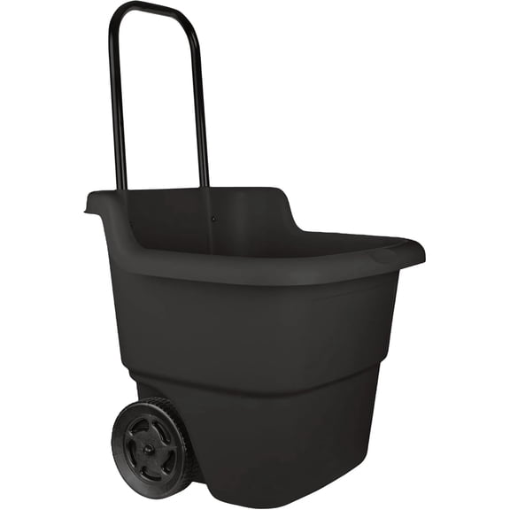 15-Gallon Heavy-Duty Garden Cart on Wheels - Durable Resin Yard Cart for Lawn Care, Outdoor Hauling & Easy Maneuverability, All-Weather Yard Carts and Wagons Alternative, Black