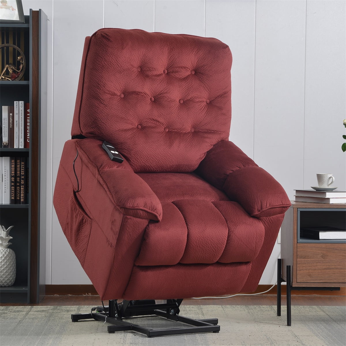 Kepooman Power Lift Recliner Chair, Fabric Upholstery Sofa Recliner, Electric Recliner Chair for Living Room Lounge, Red Kepooman Power Lift Recliner Chair, Fabric Upholstery Sofa Recliner, Electric Recliner Chair for Living Room Lounge, Red