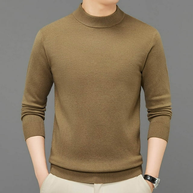NaWent Chandails Tricotés pour Hommes Automne Hiver Décontracté Uni Chandail à Manches Longues Col Rond Blouse Chandail