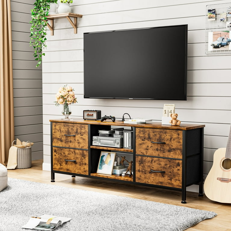GIKPAL 4 Drawer Dresser TV Stand, Entertainment Center & Fabric Console for 50"" TV, Brown" - Walmart.com GIKPAL 4 Drawer Dresser TV Stand, Entertainment Center & Fabric Console for 50"" TV, Brown" - Walmart.com