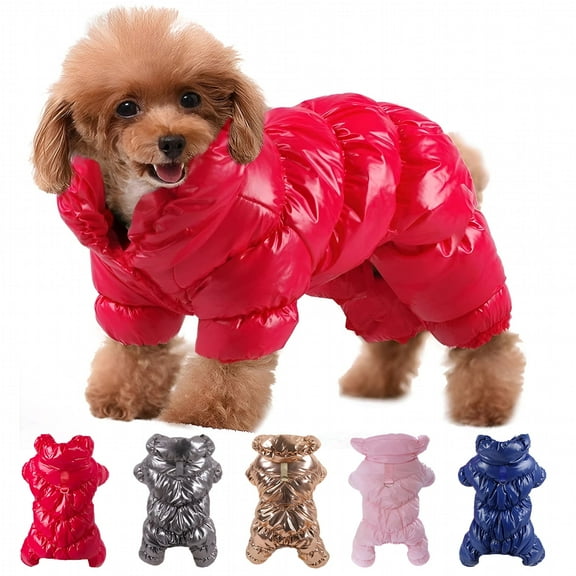 TELOLY Winter Puppy Dog Coat Waterproof Pet Clothes Windproof Dog Snowsuit Warm Fleece Padded Winter Pet Clothes for Small Dogs