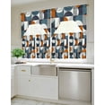 thumbnail image 4 of Contemporary Orange, Kitchen Curtains Swag Valance and Tier Curtains Set 36 Inch Length, Middle Century Abstract Geomrtry Rod Pocket Drape Panels Pair Swag Curtains for Bathroom/Cafe/Window, 4 of 6