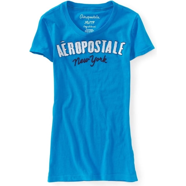 Aeropostale - Camiseta gráfica para mujer Aero Ny, azul, extra pequeña Aeropostale Camiseta gráfica