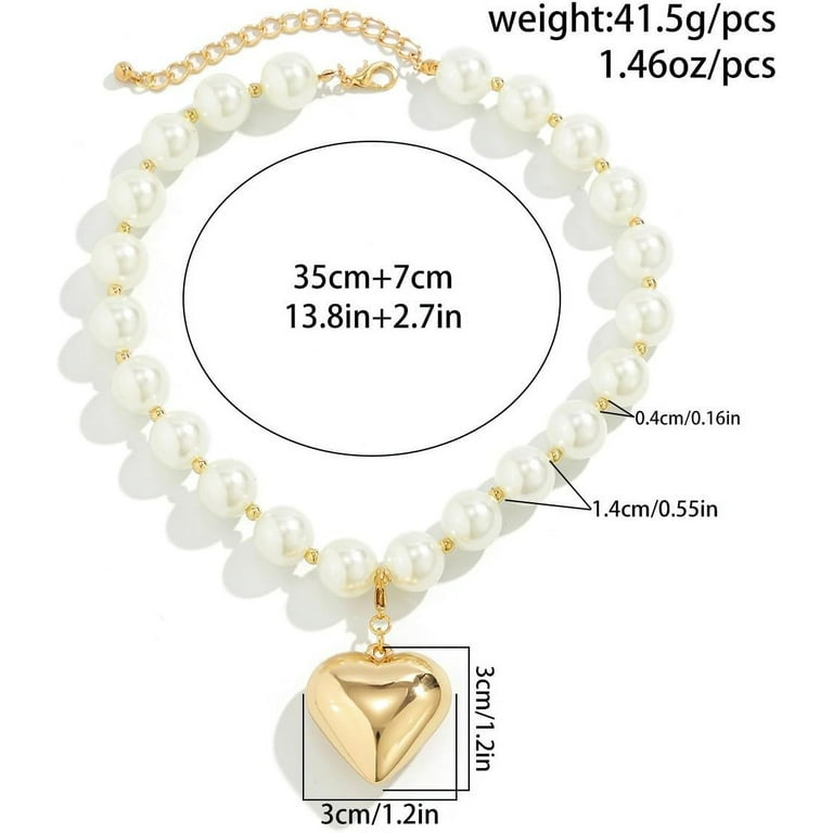 Gold Heart Chunky Necklaces for Women Silver Heart Necklace