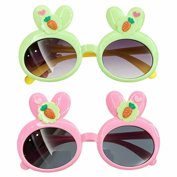 GJX 2Pcs Baby Sunglasses,Uv Protection Function Toddler Sunglasses Age 2-4,Little Bunny Bowknot Shape Infant Sunglasses,Style1