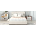 thumbnail image 5 of Queen Upholstered Platform Bed with Twin Size Trundle and Two Drawers, Beige, 5 of 13