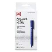 Tru Red TR54536 Permanent Marker, Pen-Style & Fine Bullet Tip, Blue - Dozen