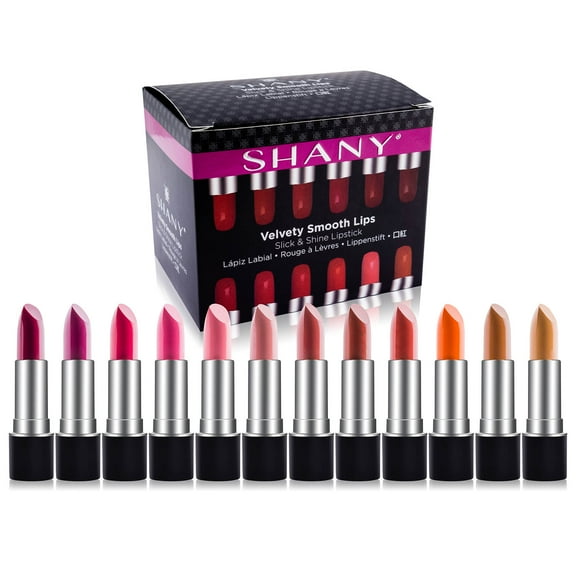 SHANY Slick & Shine Multi-Colored Lipstick Set - 12 Matte Lip Colors Long Lasting & Moisturizing Lip Shades In A Premium Packaging Gift Box with Vitamin E and Aloe Vera. Multi Pack