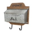 thumbnail image 3 of Cheungs 4977 Wall Storage Mail Box Decor with Wood back, Metal Compartment & 2 Metal Hooks, 3 of 3
