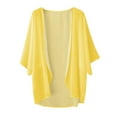 thumbnail image 4 of LEKDFST Women's Open Front Cardigan Tops Chiffon Cover Ups Casual Loose Beach Kimono Coverup Yellow XL, 4 of 5