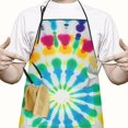 thumbnail image 2 of Colorful Rainbow Tie Dye Spiral Pattern Apron-Garden Aprons for Women with Pockets-Cotton Linen Waterproof Kitchen Cooking Gardening Aprons Adjustable for Kitchen,Cooking,BBQ and Salon 33x27 Inch, 2 of 7