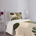 thumbnail image 3 of Ambesonne Monstera Quilted Bedspread Set 2 Pcs, Boho Abstract Mid Century, Twin Size, Beige Evergreen and Sepia, 3 of 5