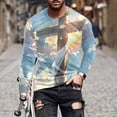 thumbnail image 1 of Blusas y camisas de manga larga con cuello redondo para hombre, blusas casuales de manga larga con cuello redondo, blusas estampadas, blusas de poliéster para hombre, 1 of 5