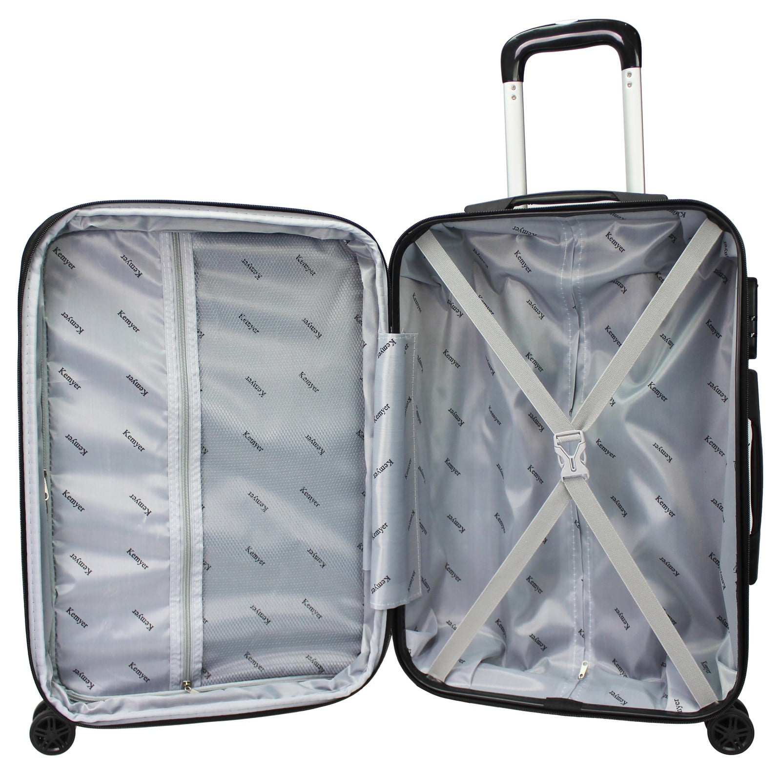 CalBags Kemyer Quest 2-Piece Hardside Lightweight Expandable Spinner Suitcase Luggage Set - Silver (20 & 25)