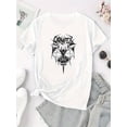 thumbnail image 2 of Creative Bat Wing Pattern Printed Women'S Trendy Round Neck Short Sleeve, Simple Casual Sports T-Shirt, Comfortable Summer Top for Holidays., 2 of 6