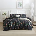thumbnail image 3 of Duvet Cover Set Queen Comforter Cover Set,3-Piece Floral Duvet Cover Set Bedding Sets Queen Black Comforter Cover Set Soft Microfiber Bedding Set with 2 Pillow Cases, 3 of 4