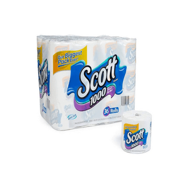 Scott 1000 Sheet Toilet Paper – 36 Rolls - 1 Pack