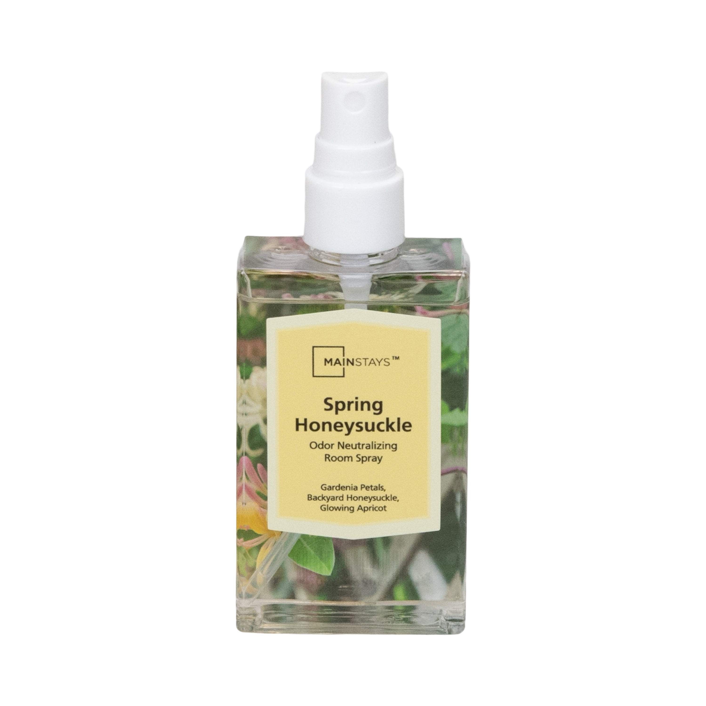 Mainstays Spring Honeysuckle Scented Room & Linen Spray 3.4 fl oz (100mL).
