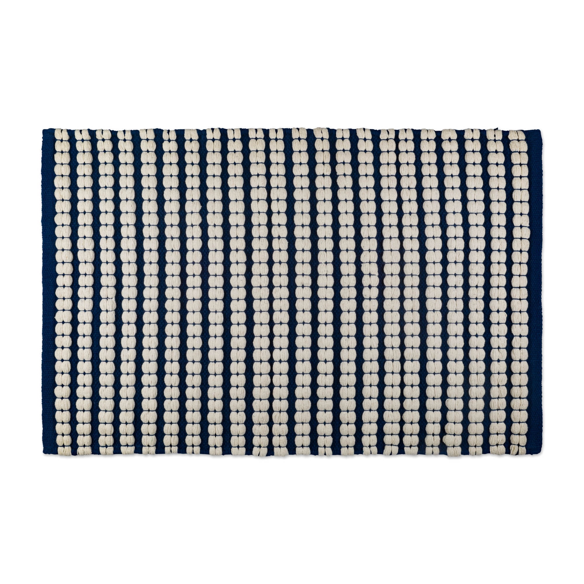 DII Navy Braided Recycled Fabric Stripe Rug
