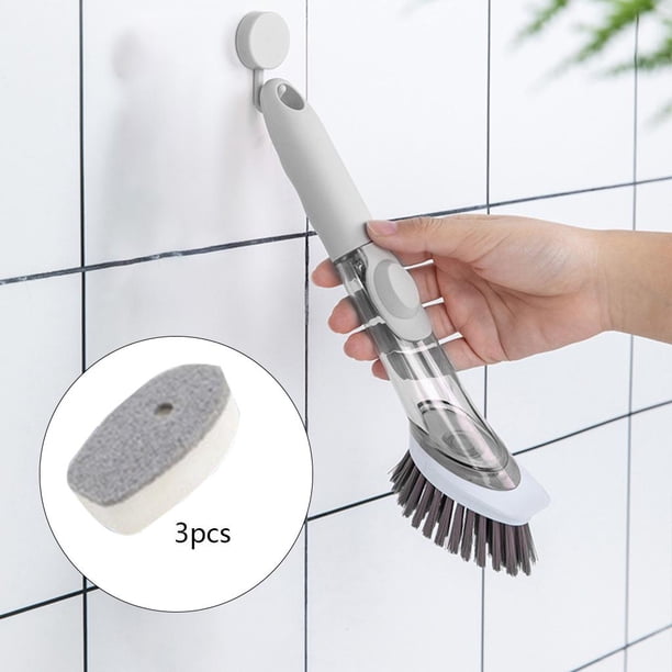 Juego de cepillos de limpieza de cocina para fregadero, olla, sartén, herramienta de limpieza, esponja de limpieza, fregado de , dispensador de Gris con 3 esponja Soledad cepillo de limpieza