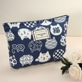 thumbnail image 2 of Canvas Makeup Bag Large Capacity Makeup Pouch for Coin Purse Foundations Lipsticks Brushes Blue, 2 of 6