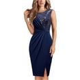 thumbnail image 3 of Youpwaven Women's Sequin Patchwork Sleeveless Dress, Elegant Ruched Bodycon Party Gown, Sexy Side Slit Cocktail Dress for Evening Gala, 3 of 5