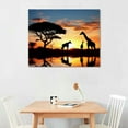 thumbnail image 2 of JRXY Africa Giraffe And Elephant At Sunset Lake Reflection Canvas Prints Poster Wall Art For Home Office Decorations With Framed 20x16in, 2 of 4