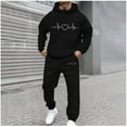 thumbnail image 2 of VBTAPA Men's 2 Piece Outfits Love Heart Print Hoodie Sweatshirt Tracksuit and Joggers Sweatpants Sweatsuit Set Black M, 2 of 6