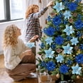 thumbnail image 4 of Ayieyill 56Pcs Poinsettia Christmas Flowers Decorations Christmas flower ornaments Artificial Glitter Berry Stems Christmas Pine Cones Christmas Tree Ornaments Set Christmas Tree Decorations (Blue), 4 of 9