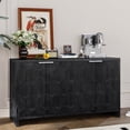 thumbnail image 2 of Accent Cabinet With 4 Doors And Adjustable Shelves, Wooden Sideboard Buffet Server Storage In Distressed Black For Living Room, Entry, Hallway, Office, Kitchen Dining Style Door Shelves Interior, 2 of 6