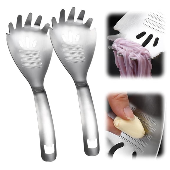 2PCS Multipurpose Stainless Steel Cooking Spoons for Drain Grind Garlic Mash Potatoes Separate Egg Yolks Open Bottle