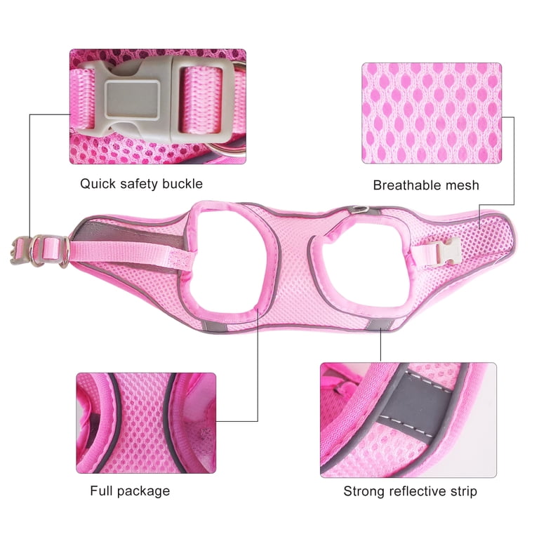 Percen No-Pull Dog Harness, Pink XXS with Leash photo 2
