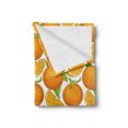thumbnail image 2 of Summer Orange Soft Flannel Fleece Throw Blanket, Rhythmic Motifs of Fresh Juicy Fruits Slices Tasty Pattern, Cozy Plush for Indoor and Outdoor Use, 70" x 90", White Orange, by Ambesonne, 2 of 5