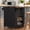 Black, variant on S-HOME Versatile Kitchen Island on Wheels with Two-Tier Open Storage, One Drawer and Towel Rack Foldable Drop Leaf and Lockable Wheels for Compact Spaces, White