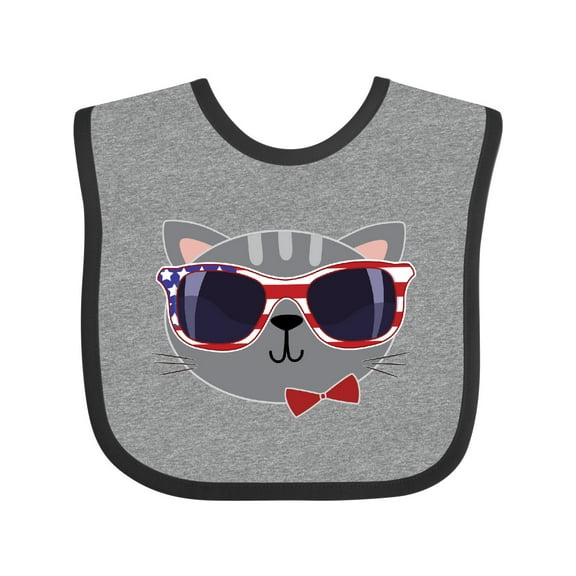 Inktastic 4th of July Girl Patriotic Cat Boys or Girls Baby Bib