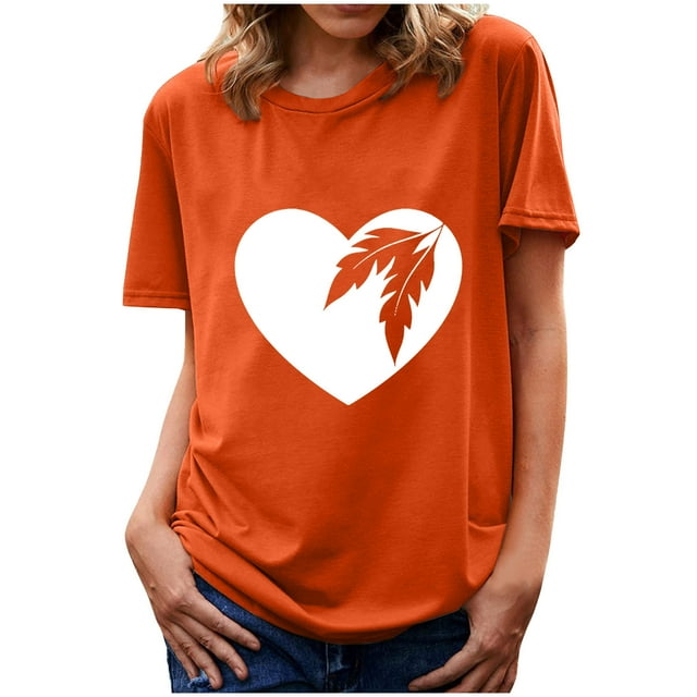Blusa para adultos Camisa naranja Camiseta con cuello redondo para el día Camiseta de manga corta con estampado de verano para hombres y mujeres Pompotops hfajkhk137817