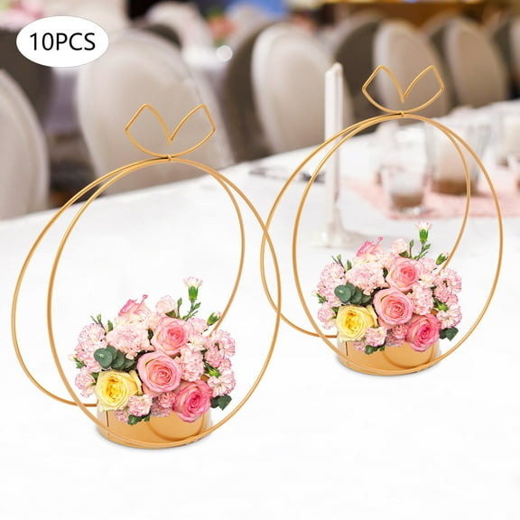 Shzicmy Elegant Wedding Centerpieces Party Decor 10Pc Metal Geometric Gold Centerpiece