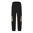 thumbnail image 6 of Levmjia Men's Color Block Cargo Pants 60% Cotton 40% Linen Beach Pants Elastic Drawstring Waist Joggers Loose Fit Ankle Cuff Trousers S-3XL, 6 of 6
