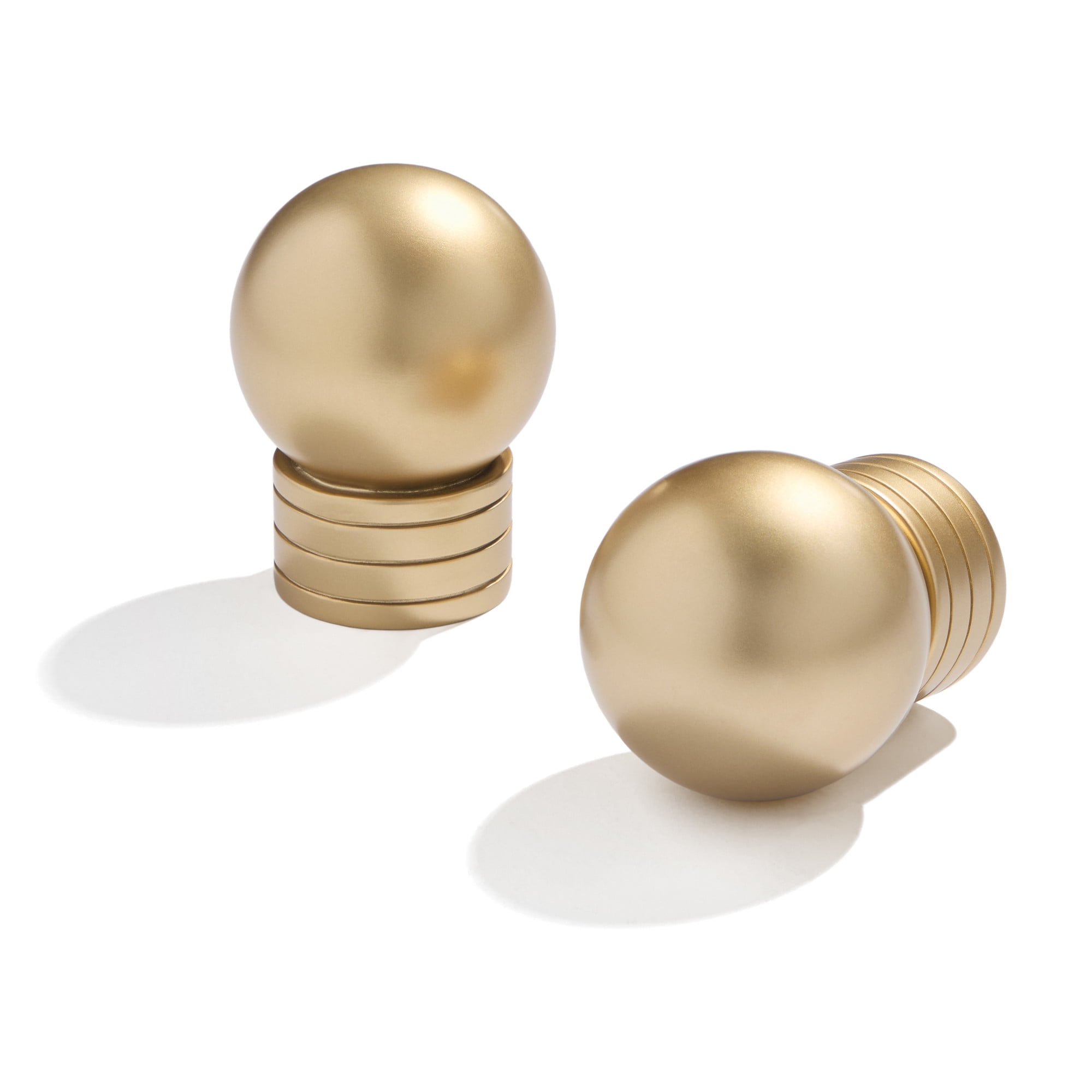 TOWN & COUNTRY BASICS Modern Sphere Single Indoor Curtain Rod and Finial Set, Easy Install Wall Mount, Matte Gold, Adjustable 36”-72”