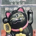 thumbnail image 2 of Farfi Welcome Lucky Cat Figurine Shaking Hand Plastic Chinese Style Light Energy Fortune Cat Statue for Desktop (Yellow), 2 of 13