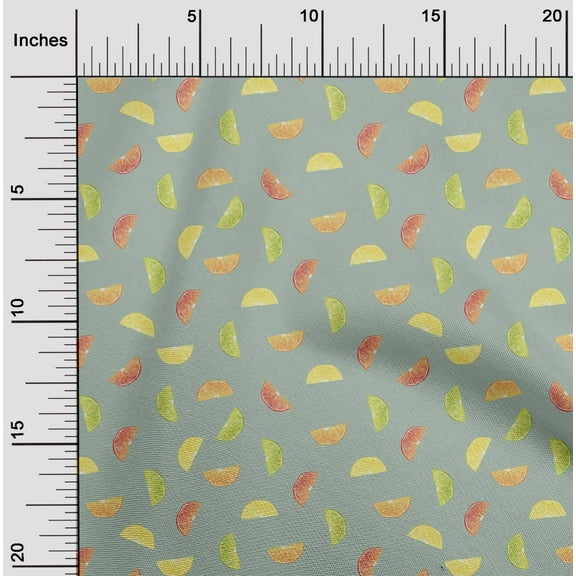 oneOone Organic Cotton Poplin Twill Fabric Lemon Slice Vegetable Printed Craft Fabric BTY 42 Inch Wide