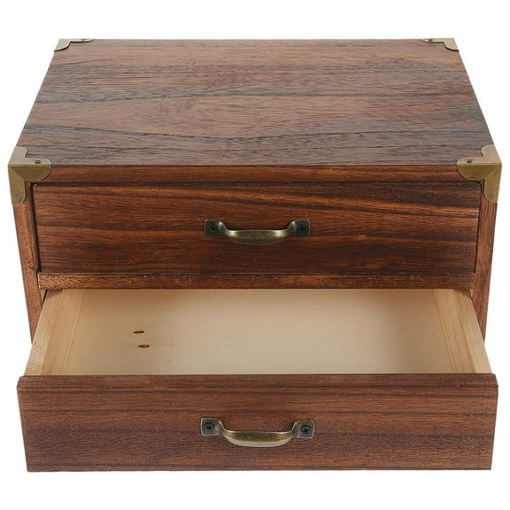 Beaupretty Compact Wooden Desktop Drawer Storage Box for Makeup and Office Use