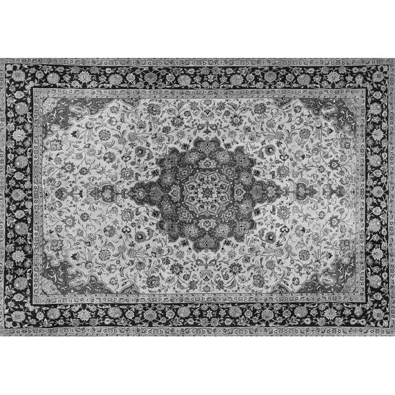Ahgly Company Indoor Rectangle Medallion Gray Traditional Area Rugs, 5' x 8'