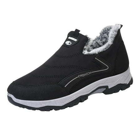 Men s Slip On Plus Velvet Cotton Shoes /High Traction Outdoor Sneakers/ Soft Soled Classic Snow Boots
