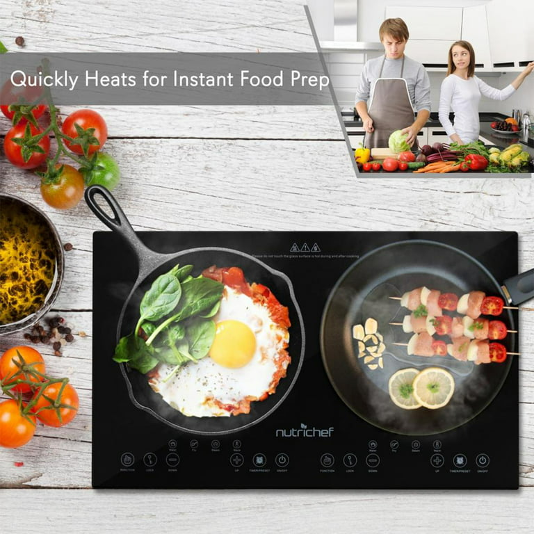 NutriChef PKSTIND48 - Electric Induction Cooktop - Digital Kitchen  Countertop Hot Plate Burners with Adjustable Temperature Control, Ceramic  Glass