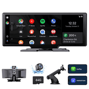 MHCABSR Portable Apple CarPlay In-Car Display, 10.26-inch Wireless Apple CarPlay and Android Car Stereo, 4K HD Dashcam