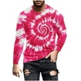 thumbnail image 3 of UVEASISHA Tie Dye Graphic Tees for Men Big and Tall Fashion Hipster T-Shirts Long Sleeve Crewneck Pullover Stretch Slim Fit Workout Shirt Hot Pink L, 3 of 6