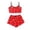 Z39-Red, variant on LILIYA Women 2 Piece Halloween Pajama Set Cute Print Round Neck Spaghetti Strap Ruffle Crop Top Shorts Loungewear Sleepwear