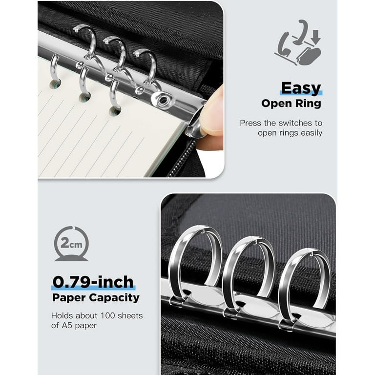 Zannaki A5 Zipper Binder, 6 Ring Personal Planner Journal